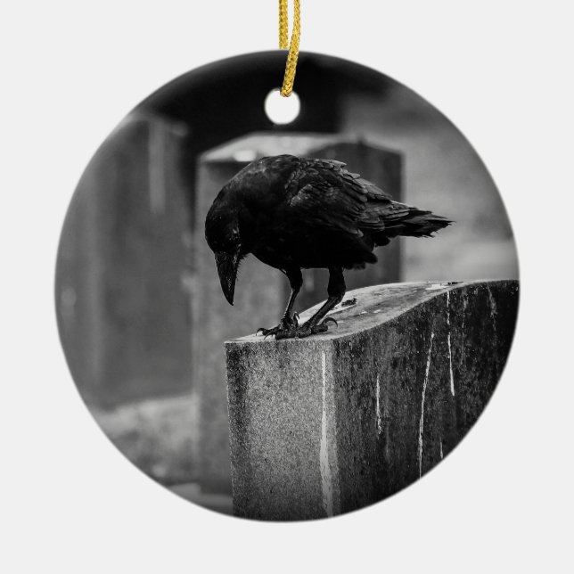 Falln Cemetery Crow Keramik Ornament (Vorne)