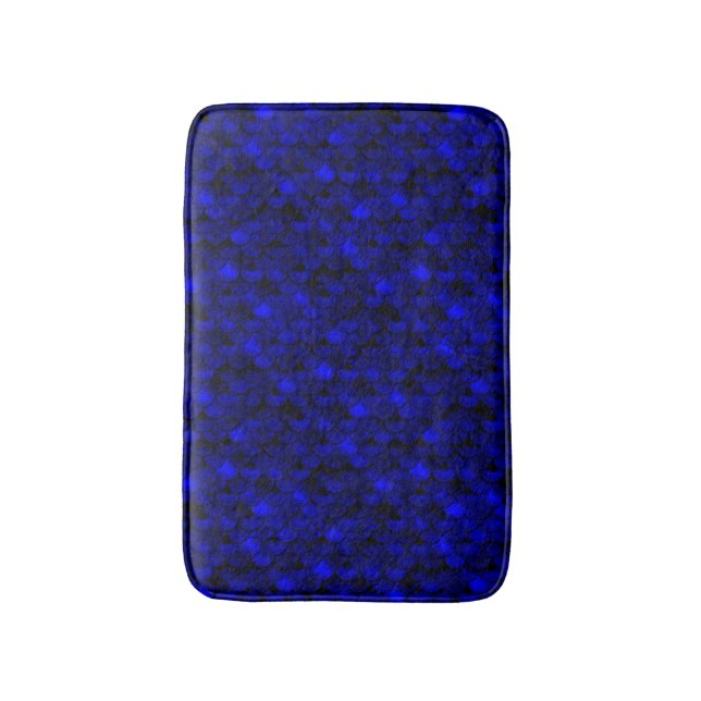 Falln Dark Blue Mermaid Scales Badematte (Vorderseite Vertikal)