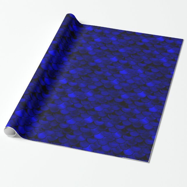 Falln Dark Blue Mermaid Scales Geschenkpapier (Ungerollt)