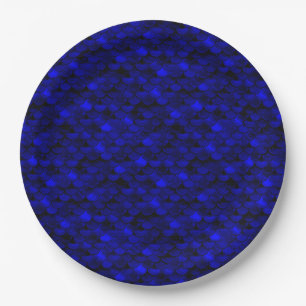 Falln Dark Blue Mermaid Scales Pappteller