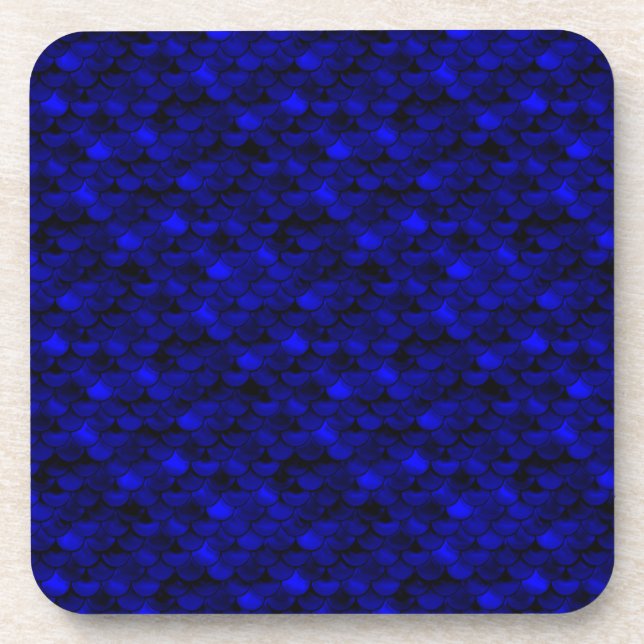 Falln Dark Blue Mermaid Scales Untersetzer (Vorderseite)