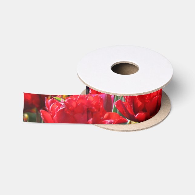 Falln Floral Crimson Waves Satinband (Spule)