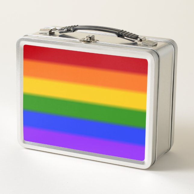 Falln Gay Pride-Flaggen-Regenbogen Metall Brotdose (Vorderseite)