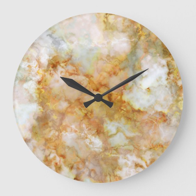 Falln-Gold-Rippled-Marmor Große Wanduhr (Vorderseite)