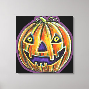 Falln Grinning Pumpkin Vintage Halloween Leinwanddruck