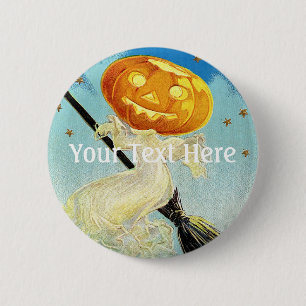 Falln Happy Halloween Pumpkin Hexe Button