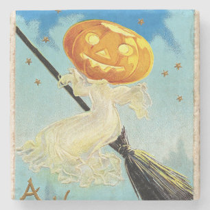 Falln Happy Halloween Pumpkin Hexe Steinuntersetzer