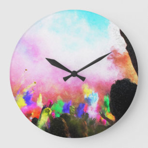 Falln Holi Colors Große Wanduhr