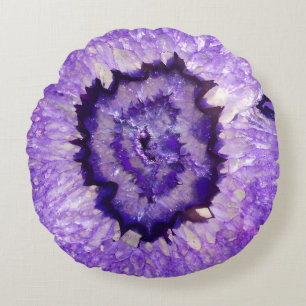 Falln lila Achat Geode Rundes Kissen