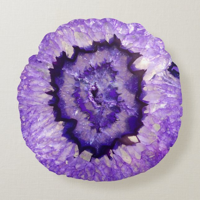 Falln lila Achat Geode Rundes Kissen (Vorderseite)