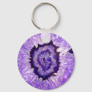 Falln lila Achat Geode Schlüsselanhänger