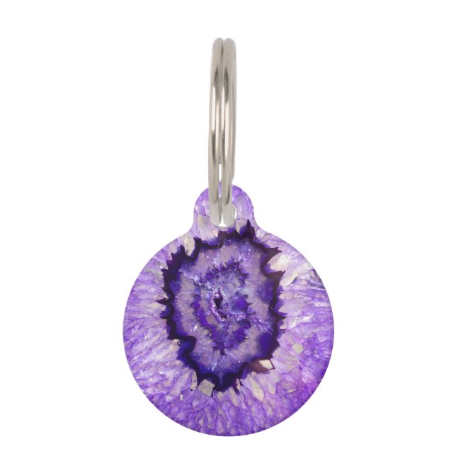 Falln lila Achat Geode Tiernamensmarke (Vorderseite)