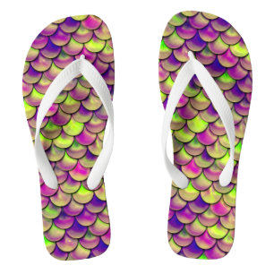 Falln lila und grüne Skalen Flip Flops
