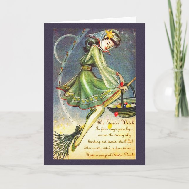 Falln Oaster Hexe Feiertagskarte (Vorderseite)