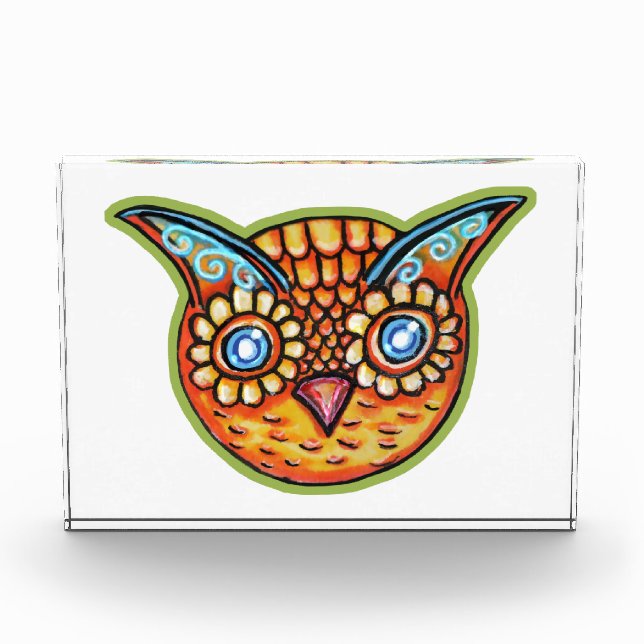 Falln Orange Owl Vintage Halloween Fotoblock (Vorderseite)