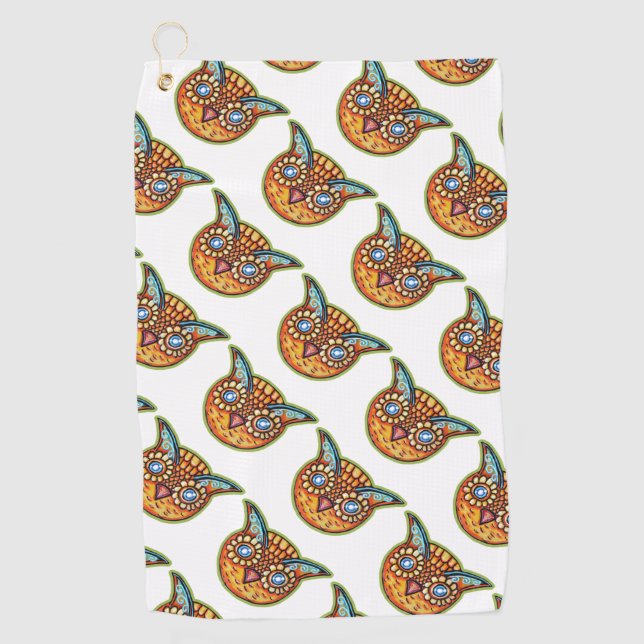 Falln Orange Owl Vintage Halloween Golfhandtuch (Vorderseite)