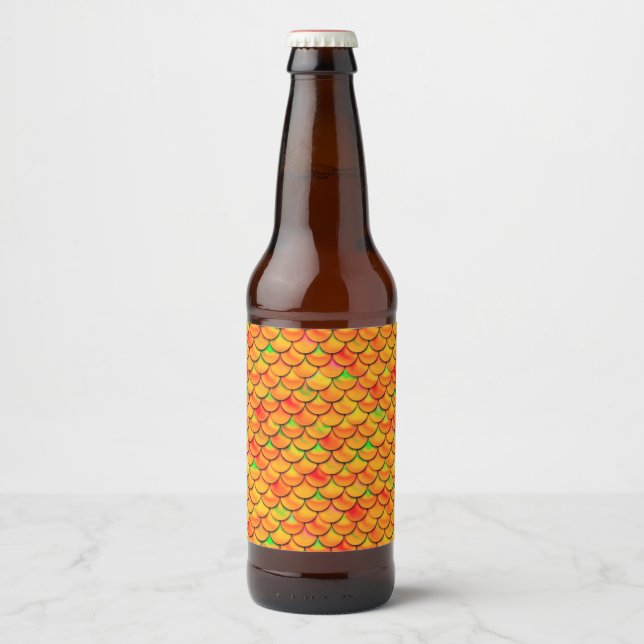 Falln Orange und grüne Skala Bierflaschenetikett (Vorderseite)