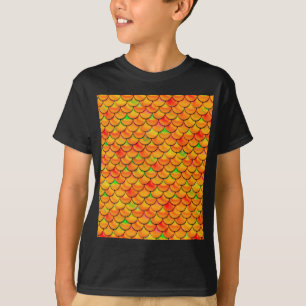 Falln Orange und grüne Skala T-Shirt