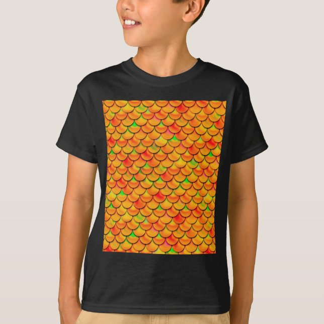 Falln Orange und grüne Skala T-Shirt (Vorderseite)