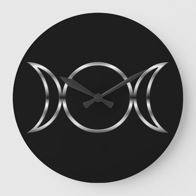Falln Pagan Triple Godß Symbol Große Wanduhr (Vorderseite)