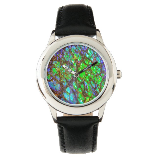 Falln Peacock Ammolite Armbanduhr (Vorderseite)
