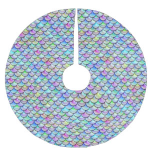 Falln Regenbogen-Blasen-Meerjungfrau-Skalen Polyester Weihnachtsbaumdecke