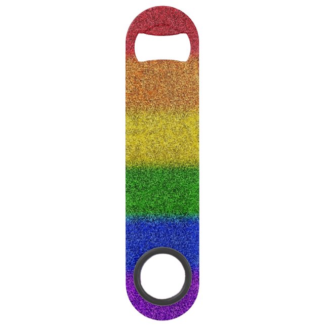 Falln Regenbogen-Glitzer-Steigung Speedflaschenöffner (Vorderseite)