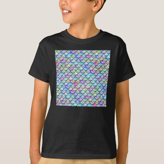 Falln-Regenbogenblase Mermaid-Skalen T-Shirt (Vorderseite)