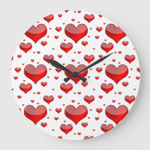 Falln rote Herzen (Sie wählen Hintergrundfarbe aus Große Wanduhr