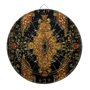 Falln Schwarz und Gold Blumenmuster Dartscheibe