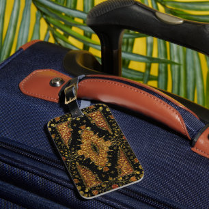 Falln Schwarz und Gold Blumenmuster Gepäckanhänger
