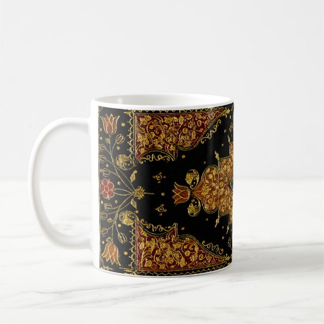 Falln Schwarz und Gold Blumenmuster Kaffeetasse (Links)
