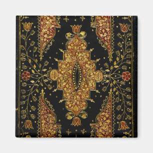 Falln Schwarz und Gold Blumenmuster Magnet