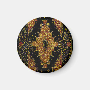 Falln Schwarz und Gold Blumenmuster Magnet