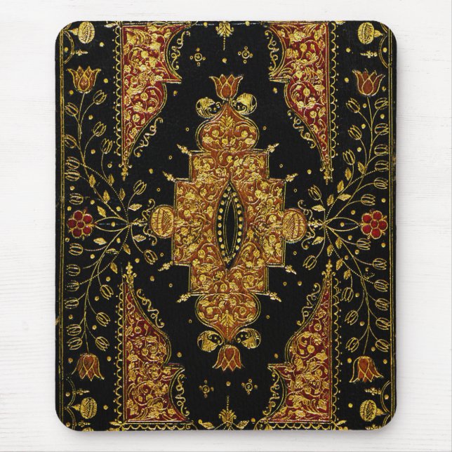 Falln Schwarz und Gold Blumenmuster Mousepad (Vorne)