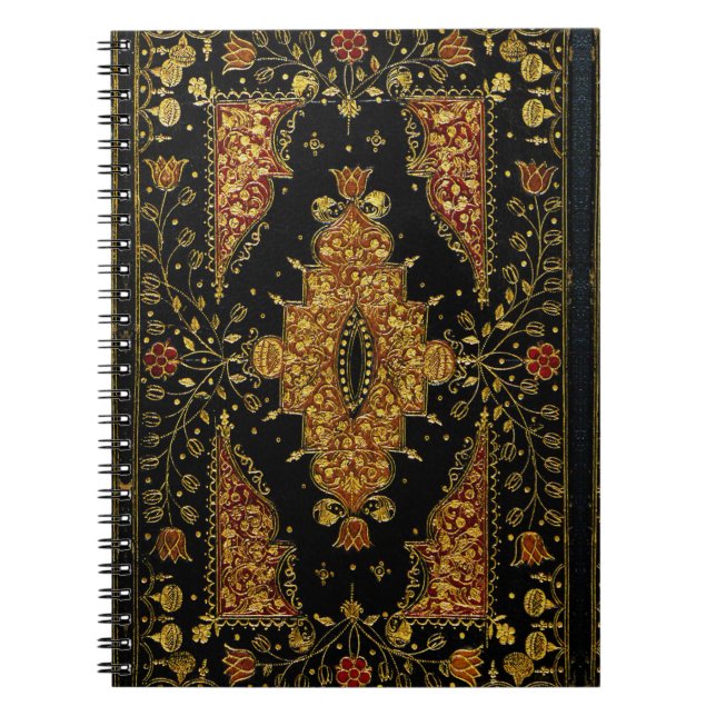 Falln Schwarz und Gold Blumenmuster Notizblock (Vorderseite)