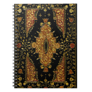 Falln Schwarz und Gold Blumenmuster Notizblock