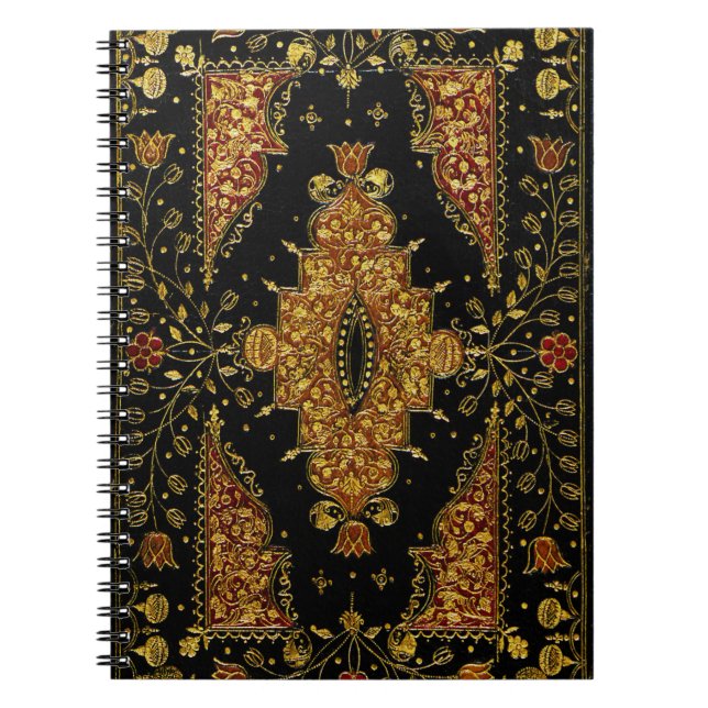 Falln Schwarz und Gold Blumenmuster Notizblock (Vorderseite)