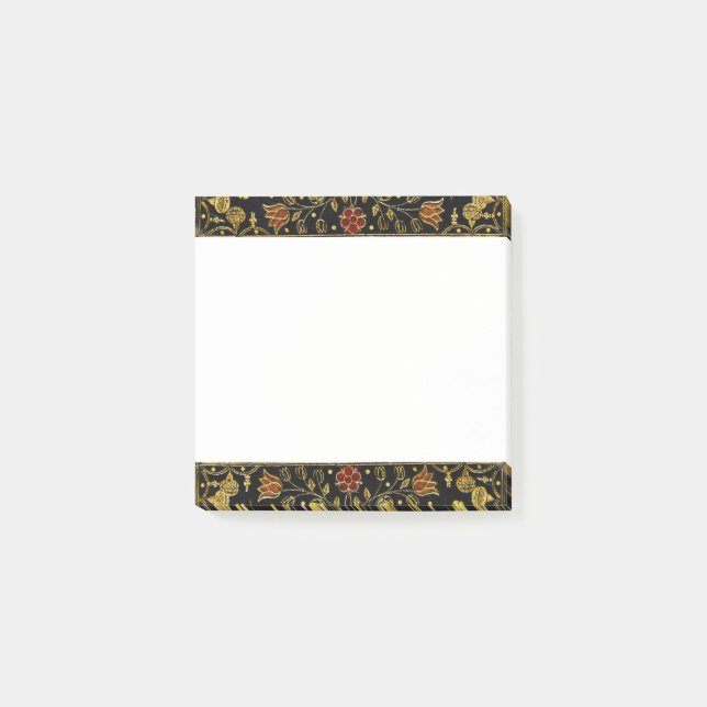 Falln Schwarz und Gold Blumenmuster Post-it Klebezettel (Vorderseite)