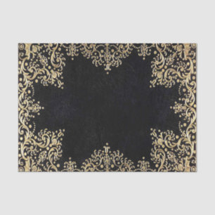 Falln Schwarzes und Gold mit Filigran geschmückt Seidenpapier