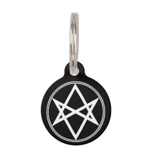 Falln Unicursal Hexagram-Weiß Tiernamensmarke