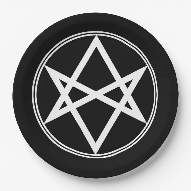 Falln Unicursal Hexagram White Pappteller (Vorderseite)