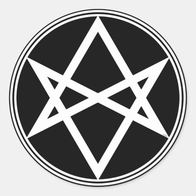 Falln Unicursal Hexagram White Runder Aufkleber (Vorderseite)