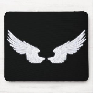 Falln weiße Engels-Flügel Mousepad