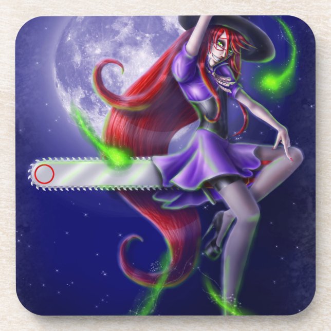 Falln Witchy PinUp Getränkeuntersetzer (Vorderseite)