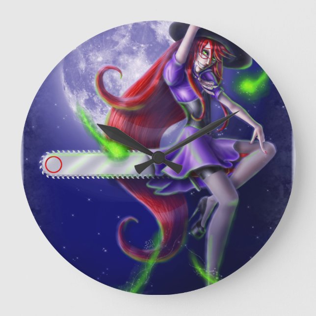 Falln Witchy PinUp Große Wanduhr (Vorderseite)