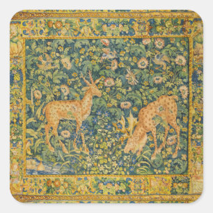 FALLOW-DECKPAIR, GOTHISCHE FANTASIE-BLUME, grün Quadratischer Aufkleber