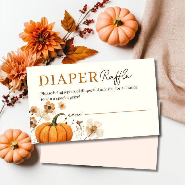 Fallpumkin-Windelwölkenkarte Begleitkarte (Fall Pumpkin Diaper Raffle Enclosure Card)