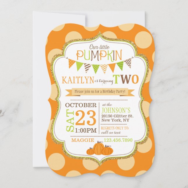 Fallpunkte und Pumpkins zum Geburtstag Einladung (Vorderseite)