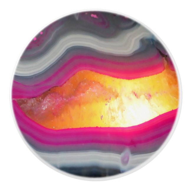 Fallrosa Geode Glow Keramikknauf (Vorderseite)